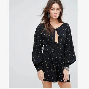 Free People Love Grows Long Sleeve Keyhole Romper Garden Print Size XS